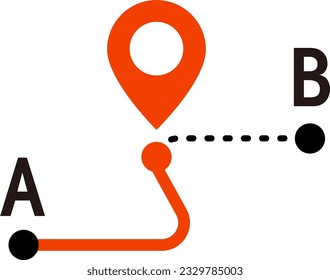 Pointer icon showing location and route on map