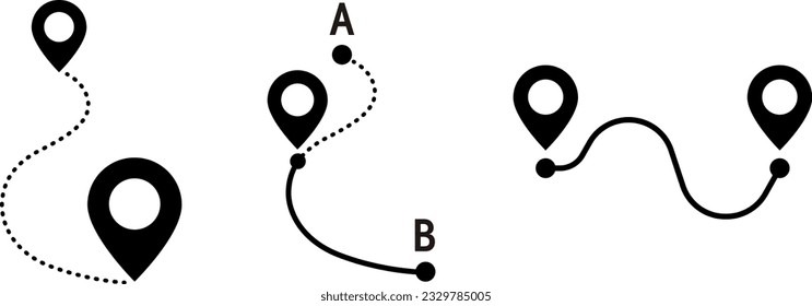 Pointer icon showing location and route on map