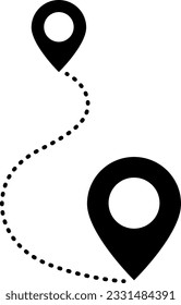 Pointer icon showing location and route on map