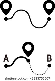 Pointer icon showing location and route on map