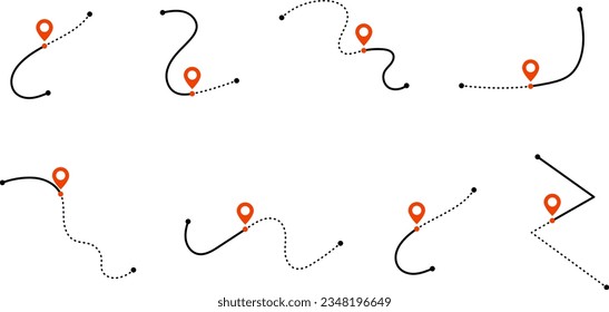 Pointer icon showing location and route on map
