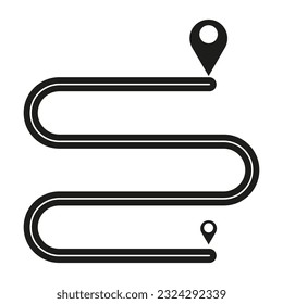 icono de puntero. Dos pines, el camino a la ubicación. Ilustración vectorial. imagen de stock.