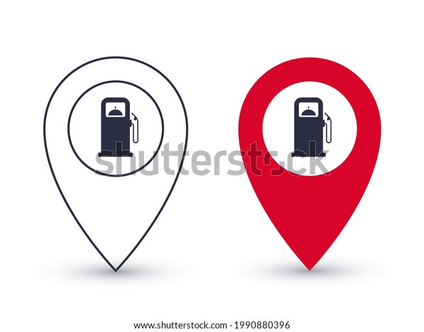 Pointer icons. Gas station point.\
Geolocation pointers concept. Vector\
illustration