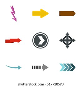 Pointer icons set. Flat illustration of 9 pointer vector icons for web