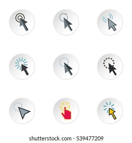 Pointer icons set. Flat illustration of 9 pointer vector icons for web