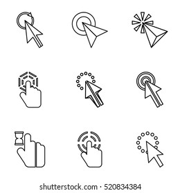 Pointer icons set. Outline illustration of 9 pointer vector icons for web
