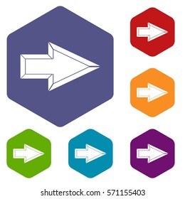 Pointer icons set rhombus in different colors isolated on white background