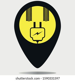 Pointer to indicate on the map an electric charging point for electric cars