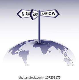 pointer indicating the continents