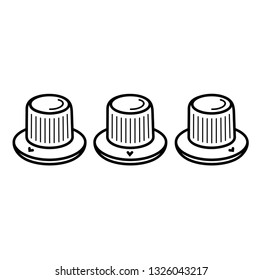 Pointer knobs. Vector outline icon isolated on white background.