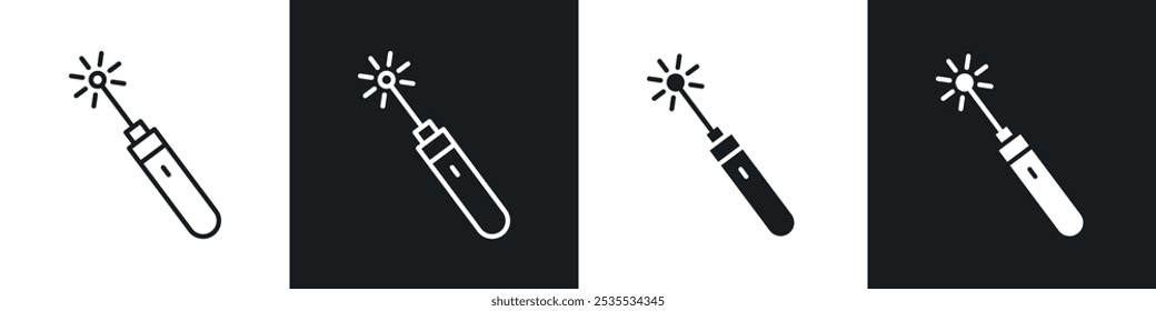 Pointer laser vector icon set in black and white. EPS 10 illustration