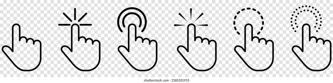 Pointer line cursor сomputer mouse icons. Vector illustration isolated on transparent background