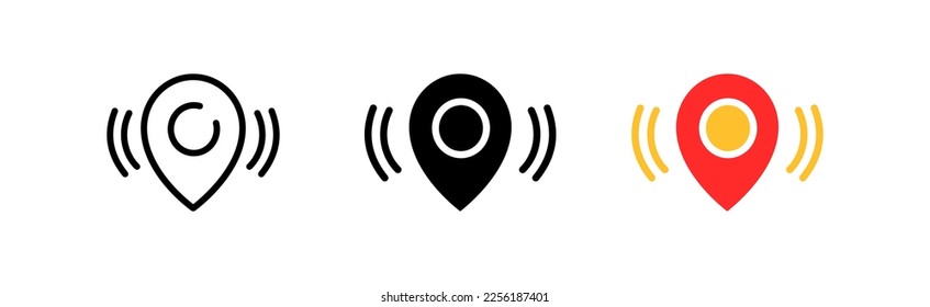 Pointer line icon. Flag, marker, mark, target, destination, route, notification, achievement. Geography concept. Vector icon in line, black and colorful style on white background