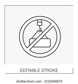  Pointer line icon. Limit hoisting crane. Movement building materials. Construction industry concept. Isolated vector illustration. Editable stroke
