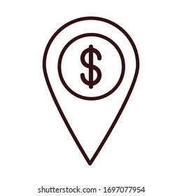 ubicación de puntero banco compras o pago banca móvil ilustración de línea de ejemplo icono