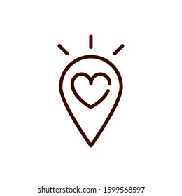pointer location love heart romantic passion feeling related icon vector illustration thick line