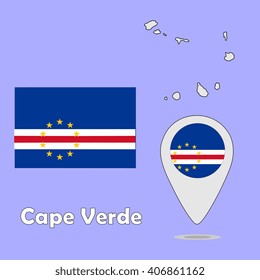 A pointer map and flag of Cape Verde