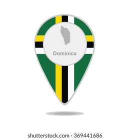 A pointer with map and flag of Dominica
