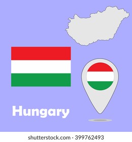 A pointer map and flag of Hungary