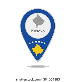 A pointer with map and flag of Kosovo