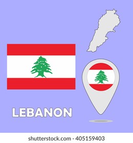A pointer map and flag of Lebanon