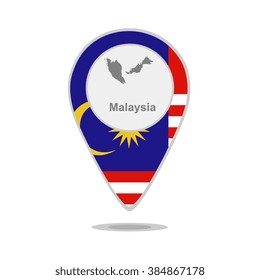A pointer with map and flag of Malaysia