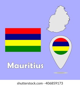 A pointer map and flag of Mauritius