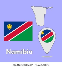 A pointer map and flag of Namibia