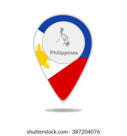 A pointer with map and flag of Philippines