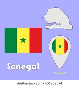 A pointer map and flag of Senegal