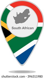 A Pointer With Map And Flag Of South African