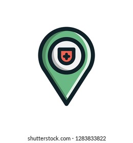 Pointer Map Hospital Filled Outline icon