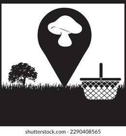 Pointer for the map where there are mushrooms for picking