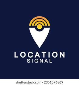 Pointer map with wifi internet signal location connection icons logo design