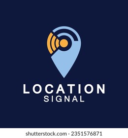 Pointer map with wifi internet signal location connection icons logo design