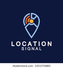Pointer map with wifi internet signal location connection icons logo design
