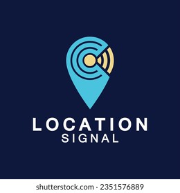 Pointer map with wifi internet signal location connection icons logo design