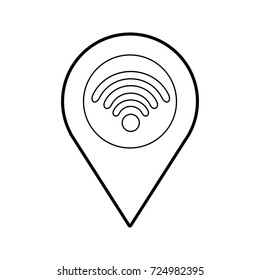 pointer map with wifi internet signal connection