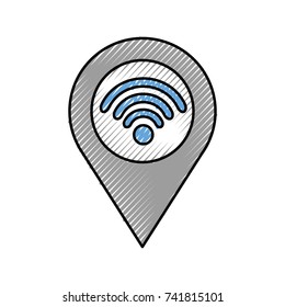 pointer map with wifi internet signal connection