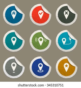 Pointer and maps sticker icons for web