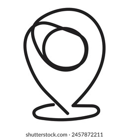 pointer marker location one line art design, logo, icon, template white background 