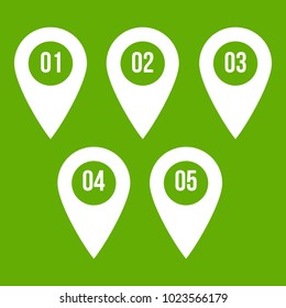 Pointer marks icon white isolated on green background. Vector illustration