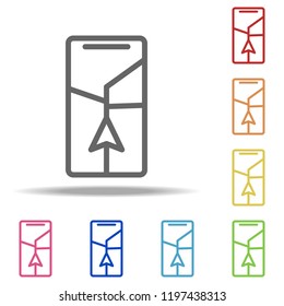 pointer to navigator screen icon. Elements of Navigation in multi colored icons. Simple icon for websites, web design, mobile app, info graphics