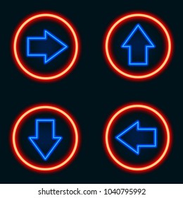 Pointer neon sign. Set. Neon sign, bright signboard, light banner.