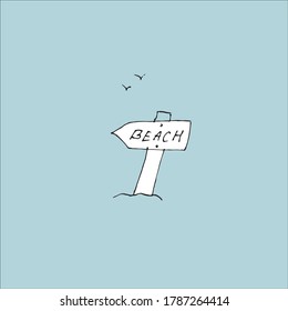Pointer On the beach. Summer vacation idea. Vector illustration.