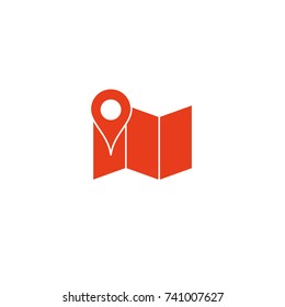 Pointer on brochure map, flat design simple icon