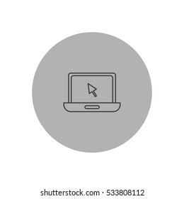 pointer on laptop outline icon vector illustration sign symbol, can be used for web and mobile design