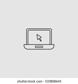 pointer on laptop outline icon vector illustration sign symbol, can be used for web and mobile design