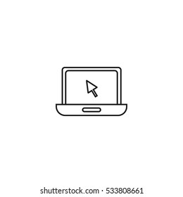 pointer on laptop outline icon vector illustration sign symbol, can be used for web and mobile design