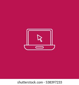 pointer on laptop outline icon vector illustration sign symbol, can be used for web and mobile design